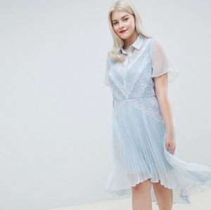 ASOS Curve Dresses - Asos Curve baby blue collar high low pleated dress ASOS Curve Dresses - Asos Curve baby blue collar high low pleated dress